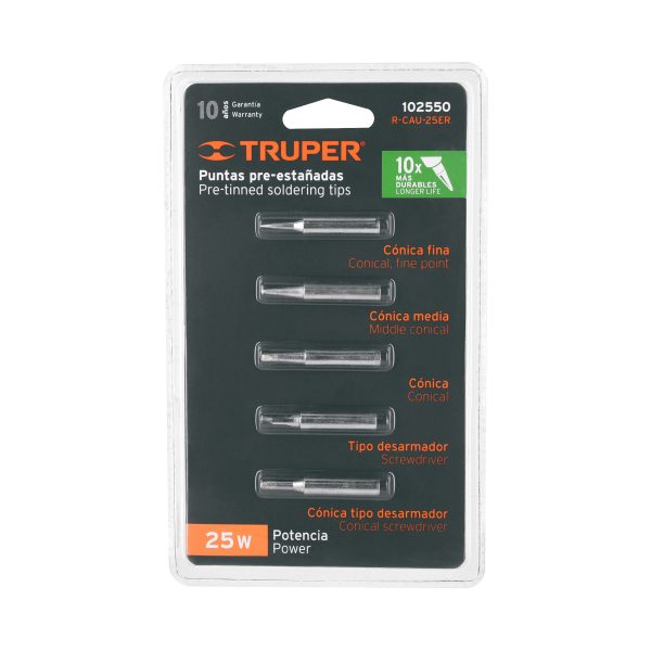 102550 - Juego de 5 puntas para cautín CAU-25R, Truper