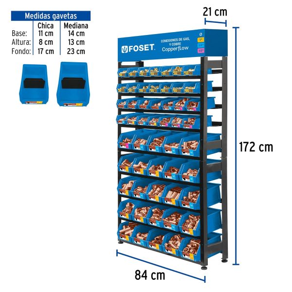55860 - Rack con conexiones de cobre y gas, Foset