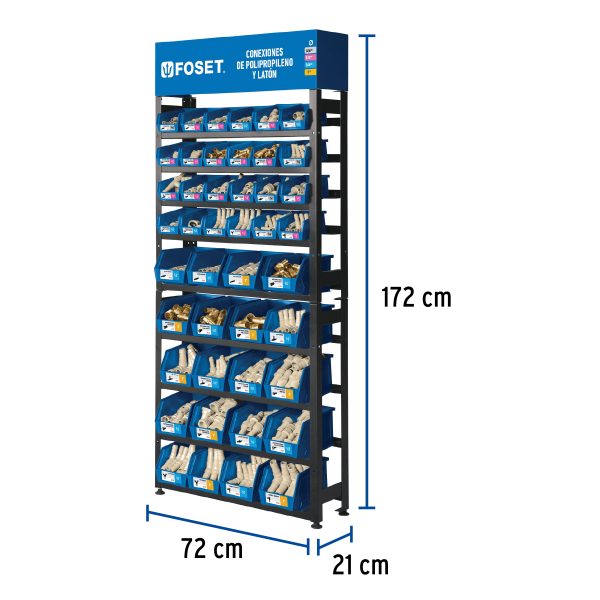 55954 - Rack con conexiones para manguera de PP, Foset