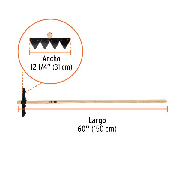 17889 - Rastrillo forestal con mango de madera de 60', TRUPER