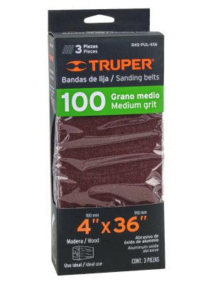 16155 - Caja con 3 bandas de lija 4' x 36' grano 100 para PUL 4x6