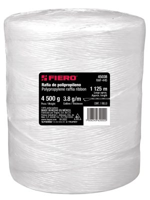 45038 - Rollo de rafia de 1125 m color blanco calibre 3.8 g/m