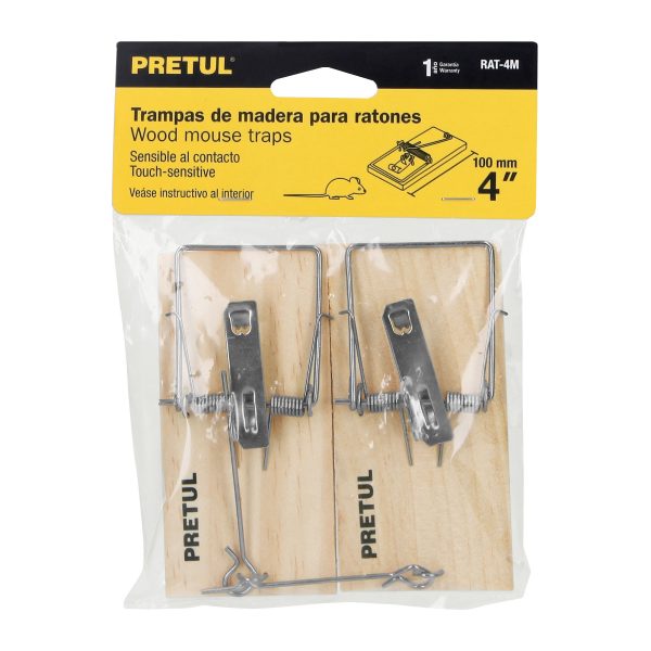 23709 - Bolsa con 2 trampas de 4' de madera para ratón, Pretul