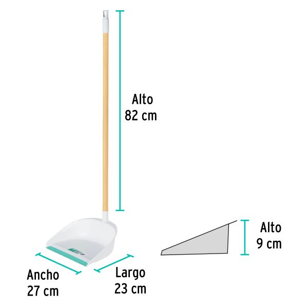 57024 - Recogedor plástico con bastón de madera, KLINTEK