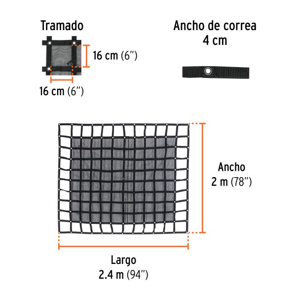 103630 - Red de carga 2.44 m x 2.05 m para camioneta, 3.5 Ton,Truper