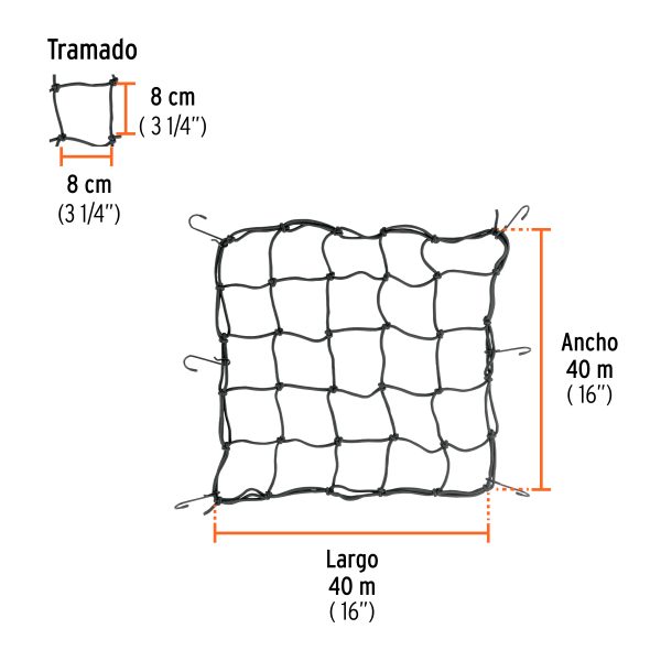103767 - Red de carga 40 x 40 cm para motocicleta, Truper