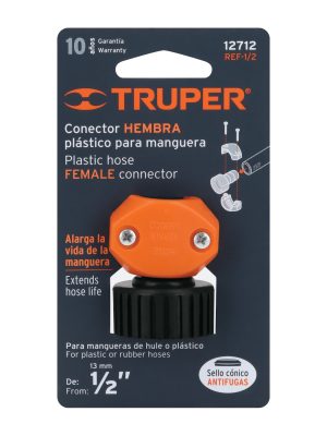 12712 - Conector 1/2' hembra de ABS para manguera, Truper