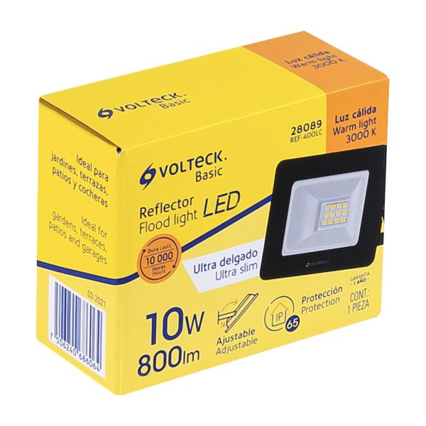 28089 - Reflector ultra delgado LED 10 W luz cálida, Volteck Basic