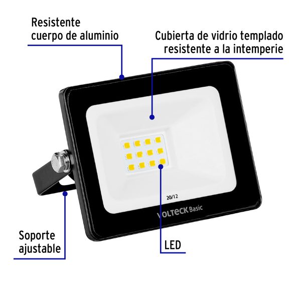 28089 - Reflector ultra delgado LED 10 W luz cálida, Volteck Basic