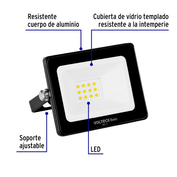 22040 - Reflector ultra delgado LED 10 W luz de día, Volteck Basic