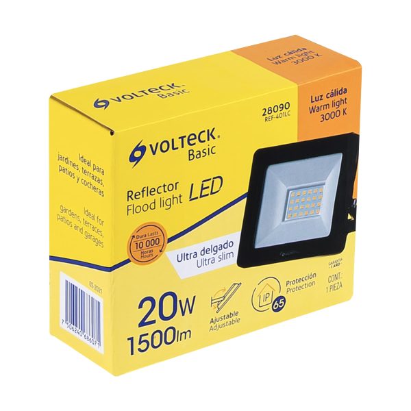 28090 - Reflector ultra delgado LED 20 W luz cálida, Volteck Basic