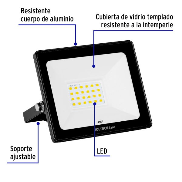 28090 - Reflector ultra delgado LED 20 W luz cálida, Volteck Basic