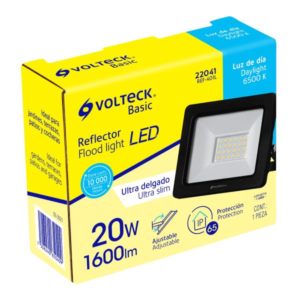 22041 - Reflector ultra delgado LED 20 W luz de día, Volteck Basic
