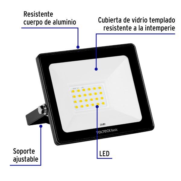 22041 - Reflector ultra delgado LED 20 W luz de día, Volteck Basic