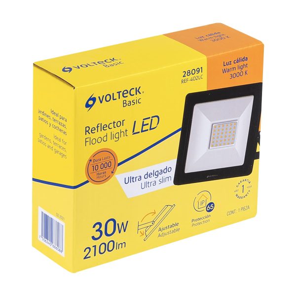 28091 - Reflector ultra delgado LED 30 W luz cálida, Volteck Basic