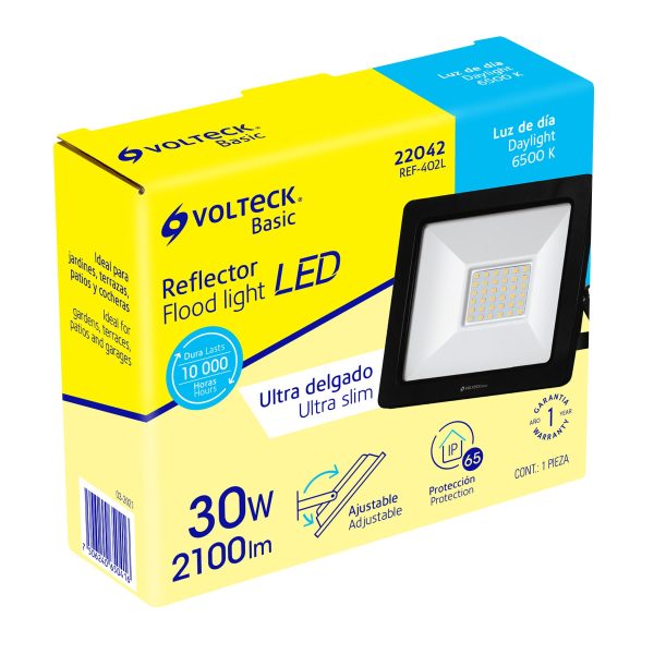 22042 - Reflector ultra delgado LED 30 W luz de día, Volteck Basic