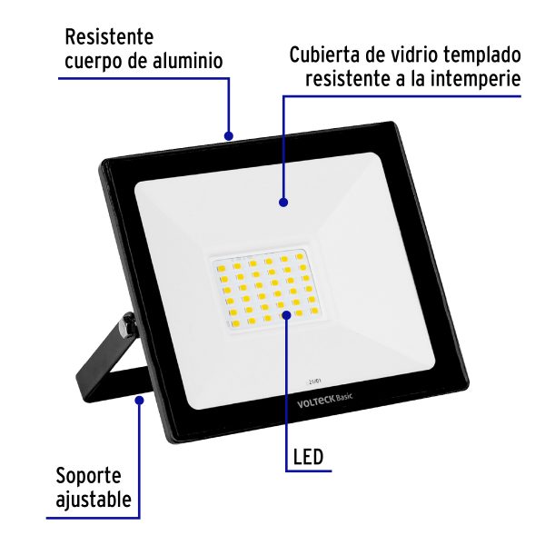 22042 - Reflector ultra delgado LED 30 W luz de día, Volteck Basic