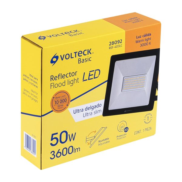 28092 - Reflector ultra delgado LED 50 W luz cálida, Volteck Basic