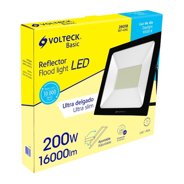 28018 - Reflector ultra delgado LED 200 W luz de día, Volteck Basic