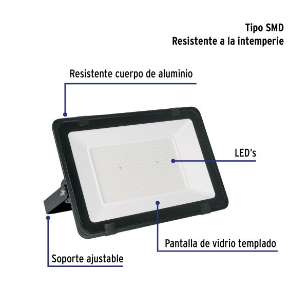 26112 - Reflector ultra delgado LED 300 W luz de día, Volteck Basic