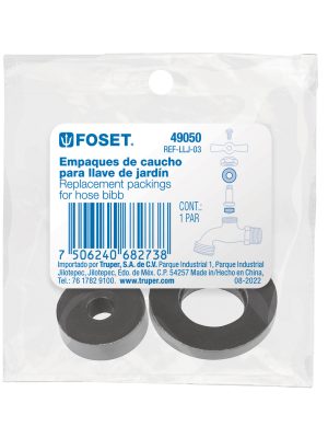 49050 - Bolsa con 2 empaques de hule para llaves de jardín, Foset