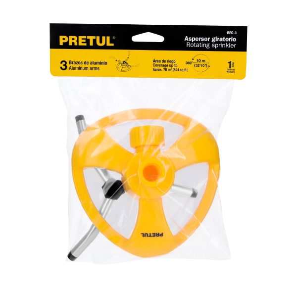 20065 - Aspersor giratorio de 3 brazos con base plástica, Pretul