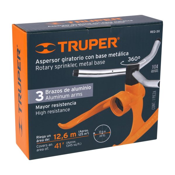 10303 - Aspersor b/metálica giratorio 3 brazos de aluminio, Truper