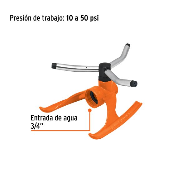 10303 - Aspersor b/metálica giratorio 3 brazos de aluminio, Truper