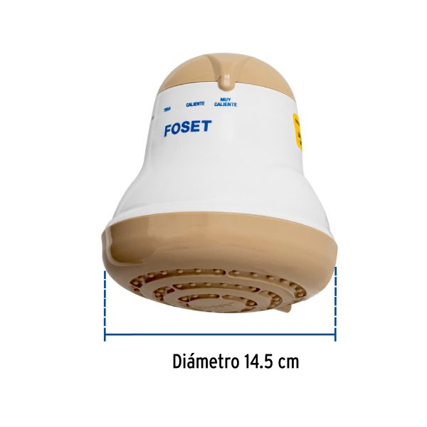 45156 - Regadera eléctrica, 4 temperaturas, 14.5cm, beige, Foset