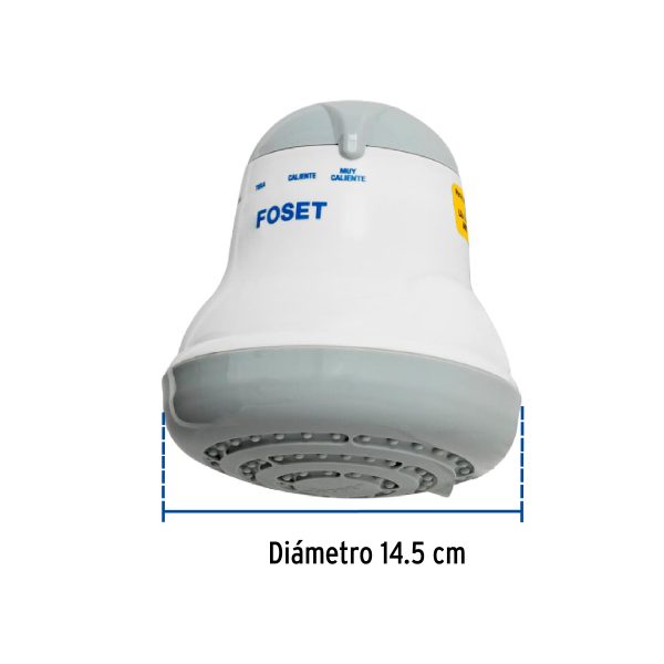 45154 - Regadera eléctrica, 4 temperaturas, 14.5cm, gris, Foset
