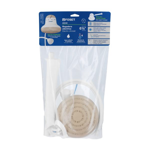 40240 - Regadera eléctrica, 4 temperaturas, 16.5cm, beige, Foset