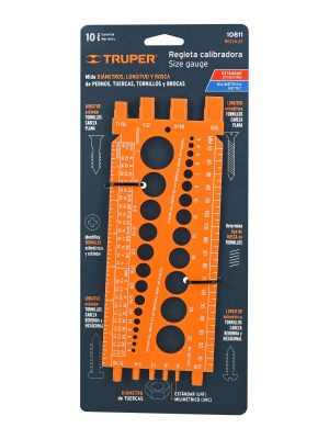 10811 - Regleta medidora de tuercas y tornillos, 22 cm, Truper