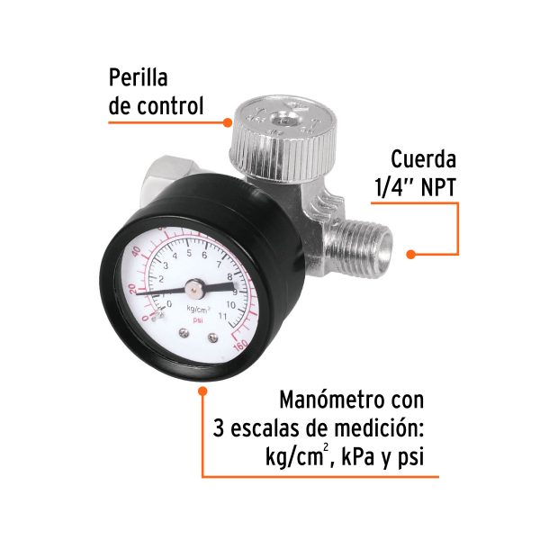 19239 - Regulador de aire con manómetro, cuerda 1/4' NPT, TRUPER