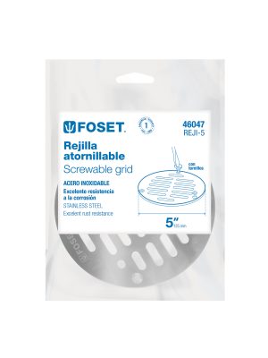 46047 - Rejilla de acero inoxidable 5', cierre con tornillos, Foset