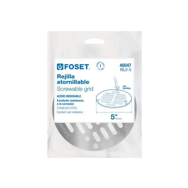 46047 - Rejilla de acero inoxidable 5', cierre con tornillos, Foset