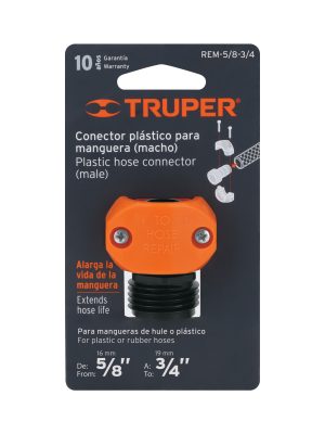 REM-5-8-3-4E1.jpg 12716 - Conector 5/8'-3/4' macho de ABS para manguera, Truper