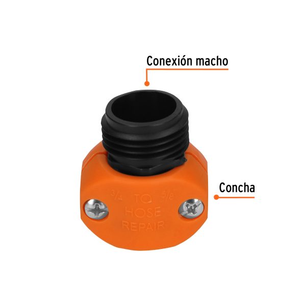 12716 - Conector 5/8'-3/4' macho de ABS para manguera, Truper