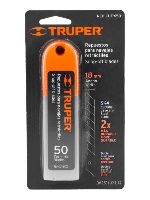 100101 - Estuche con 50 cuchillas SK4 de 18 mm para cutter, Truper