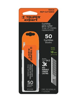 REP-CUT-650XE2.jpg 100131 - Estuche con 50 cuchillas SK2 de 18 mm para cutter, Expert