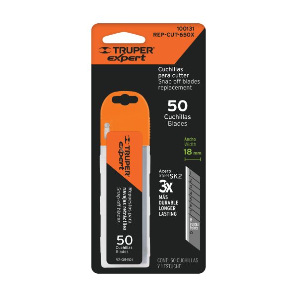 100131 - Estuche con 50 cuchillas SK2 de 18 mm para cutter, Expert