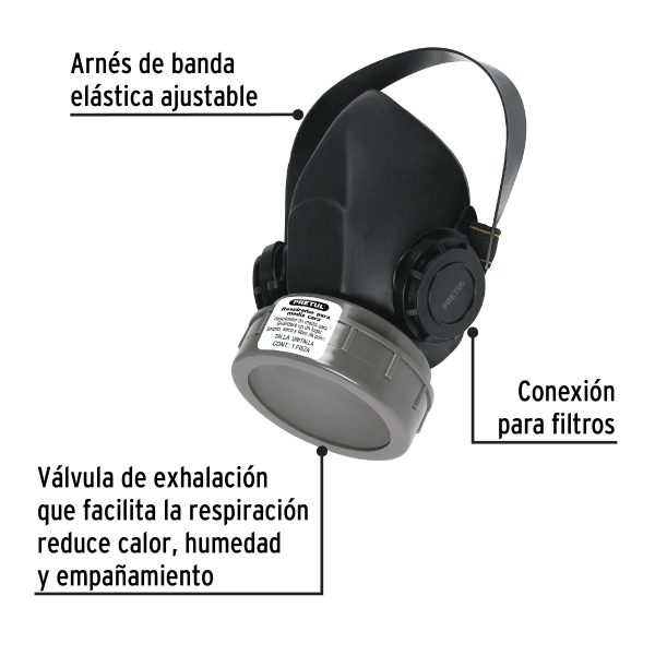 23390 - Respirador sin cartucho, 1 filtro, Pretul