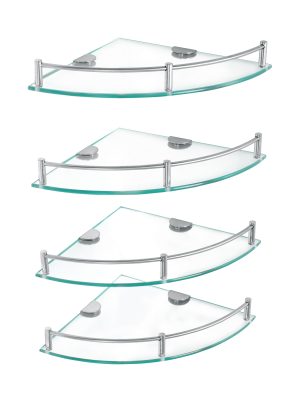 47906 - Juego de 4 repisas esquineras de vidrio, Foset