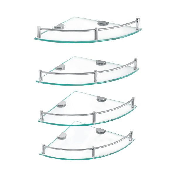 47906 - Juego de 4 repisas esquineras de vidrio, Foset