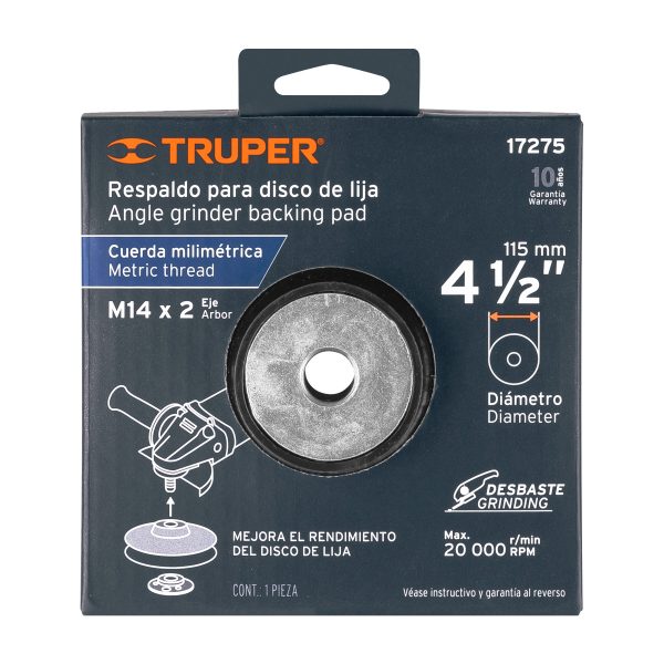 17275 - Respaldo para discos de lija 4-1/2', eje M14, TRUPER