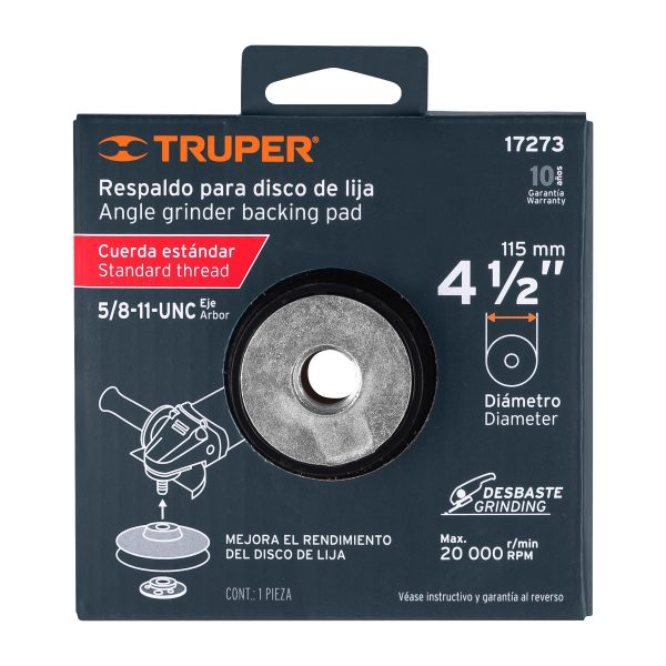 17273 - Respaldo para discos de lija 4-1/2', eje 5/8, TRUPER