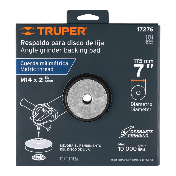 17276 - Respaldo para discos de lija 7', eje M14, TRUPER