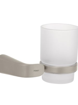 45220 - Portavaso cepillero satín con vaso de vidrio, Foset Riviera