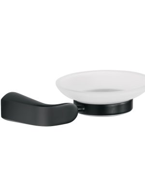 44279 - Jabonera con plato de vidrio, negro, FOSET RIVIERA