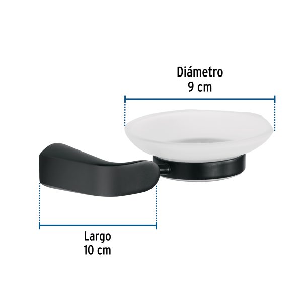 44279 - Jabonera con plato de vidrio, negro, FOSET RIVIERA