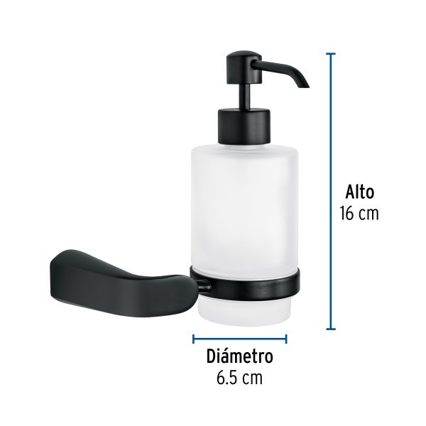 44278 - Dispensador de jabón a pared, negro, FOSET RIVIERA